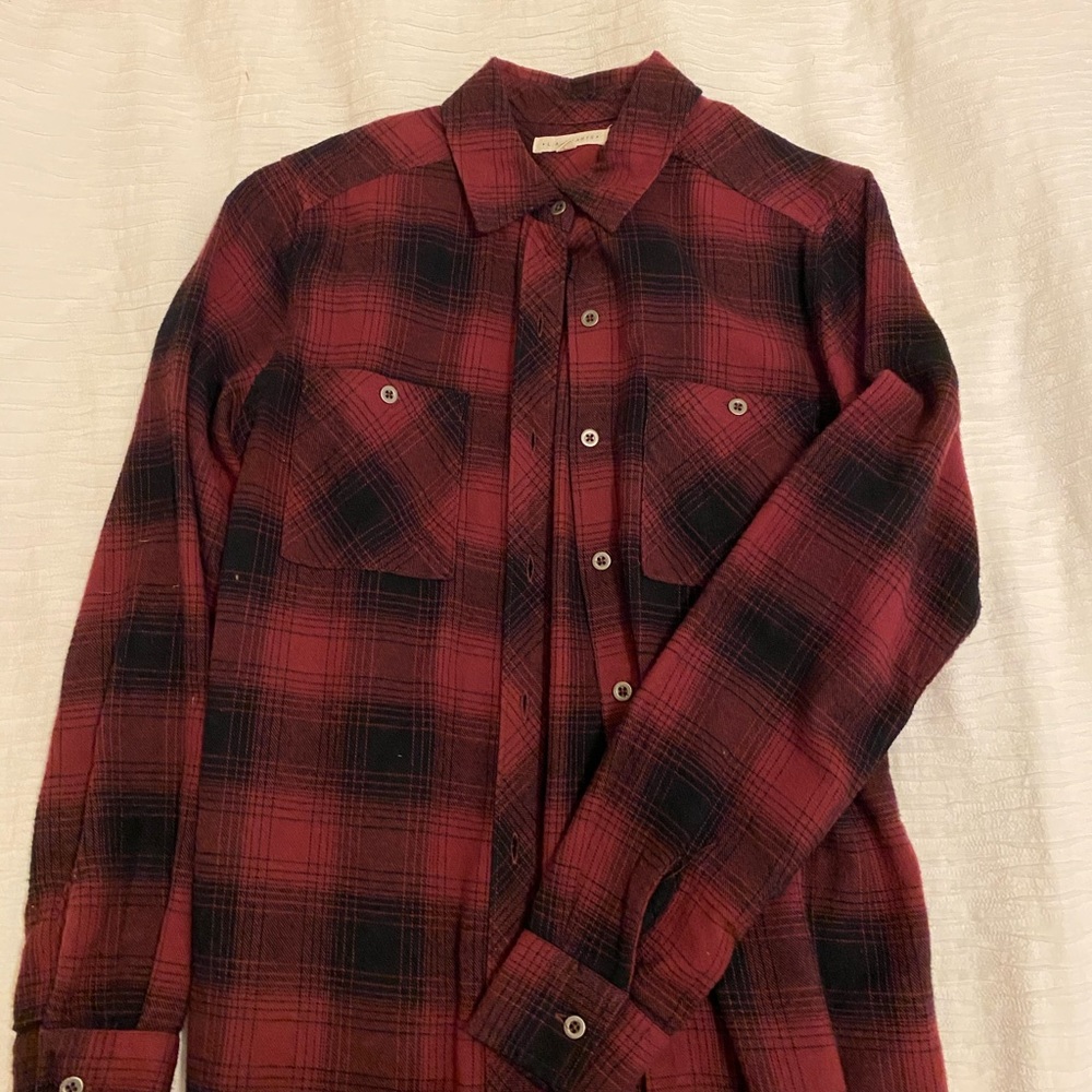 PacSun LA Hearts maroon flannel top